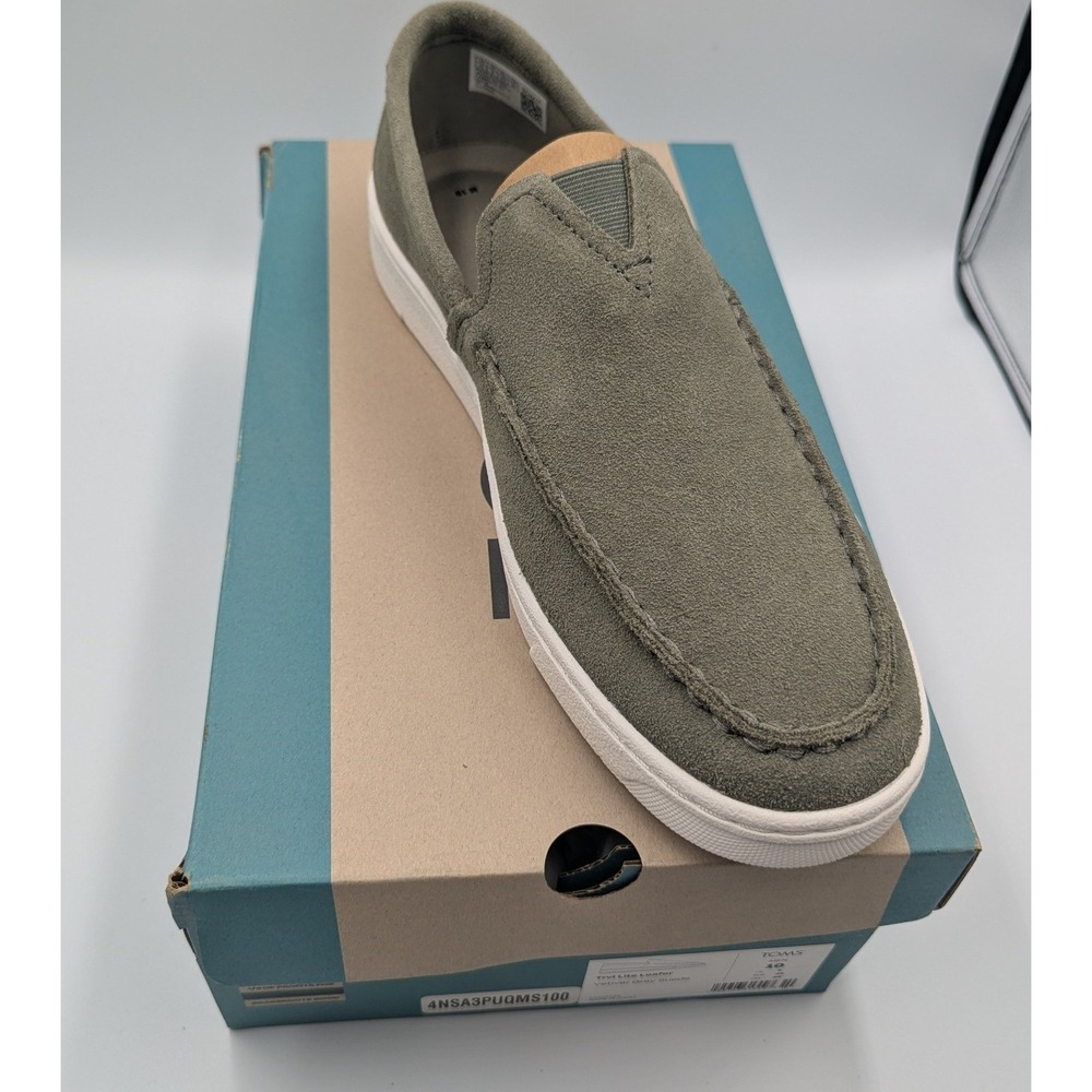 TOMS Trvl Lite Loafer Vetiver Grey/Green Suede Slip On Mens Size‎ 10